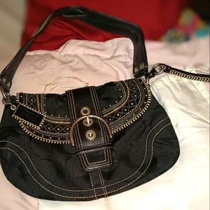 COACH Signature Soho buckle flap hobo (black) #10603